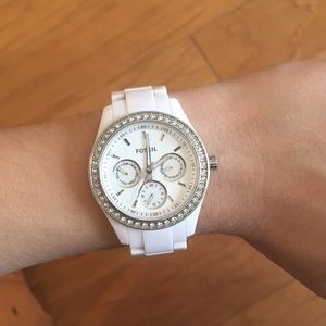 Women's White Fossil Watch